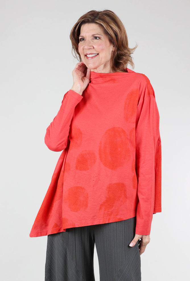 Moyuru Drape-Neck Dot Top, Red One Size Red