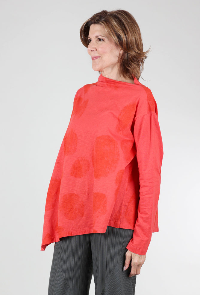 Moyuru Drape-Neck Dot Top, Red One Size Red