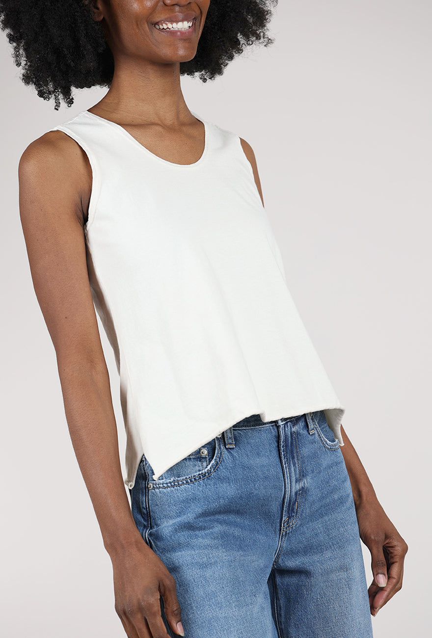 Cynthia Ashby Slim Knit Tank, Parchment 