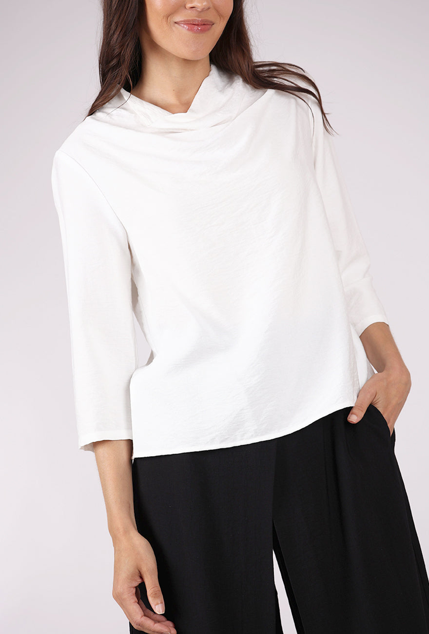 Niche Rayon Cowl Top, White 