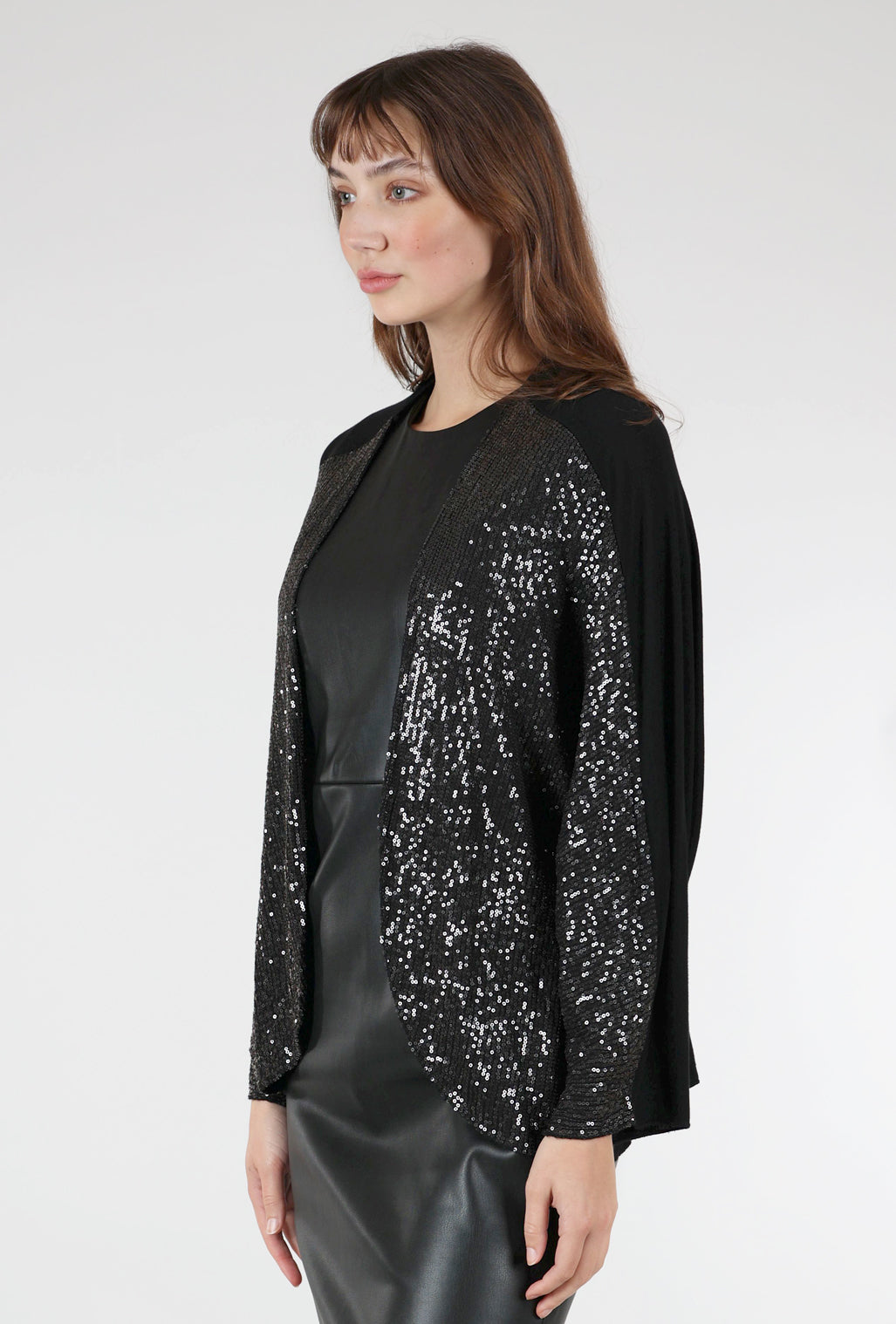 M Made in Italy Sequin Glam Cardigan, Black 