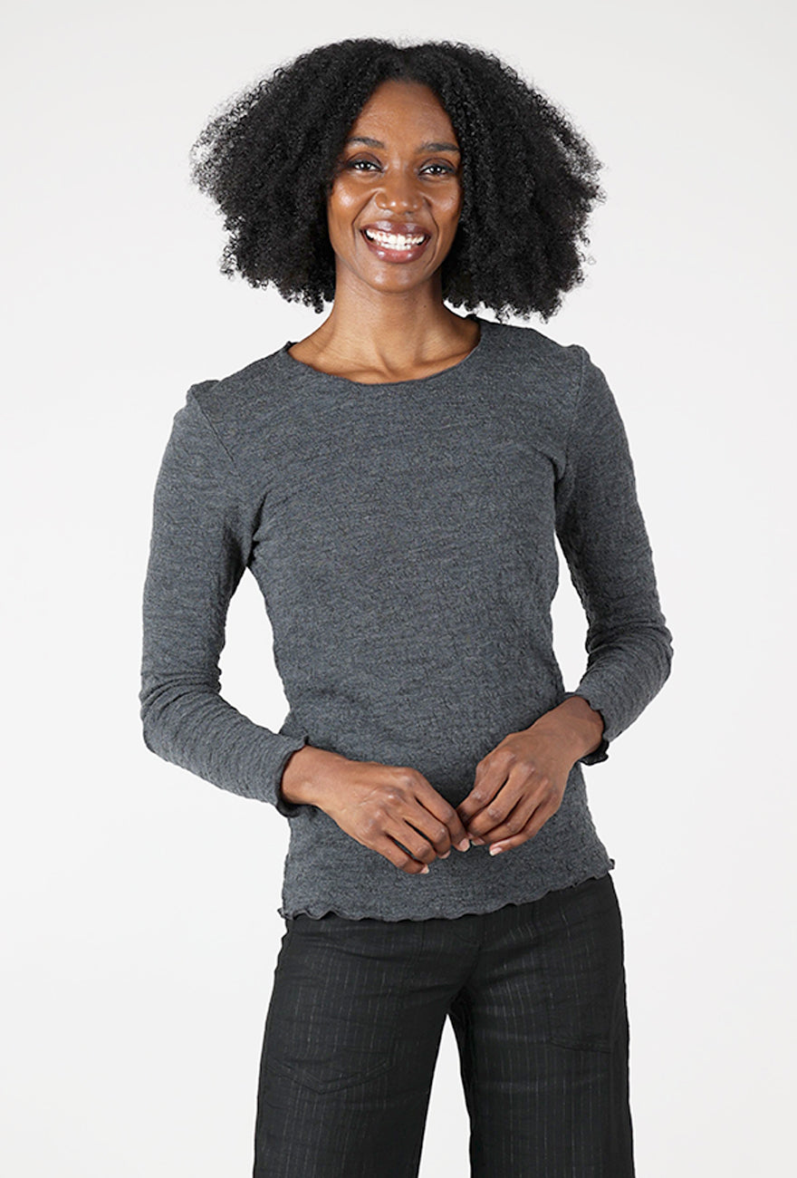By Basics Bubble Wool Round-Neck Pullover , Anthracite 