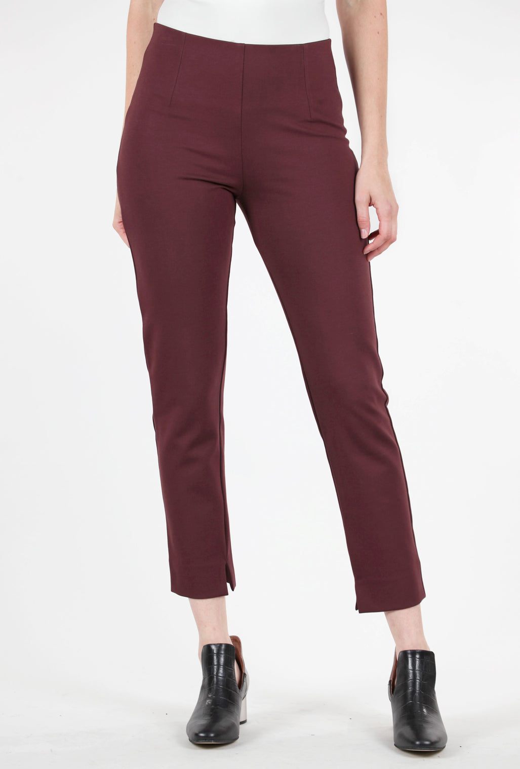 Equestrian Ponte Knit Zani Pant, Bordeaux 