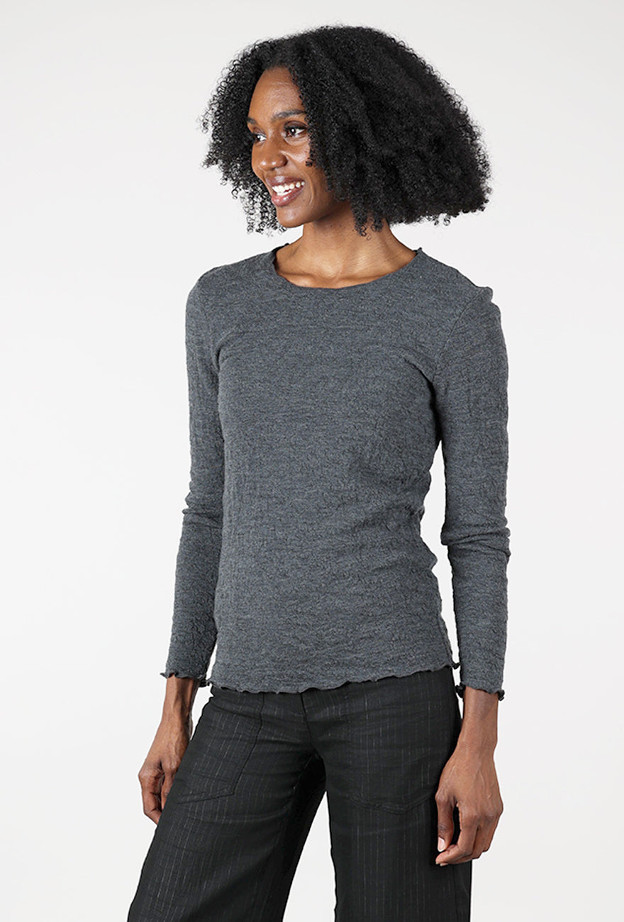 By Basics Bubble Wool Round-Neck Pullover , Anthracite 