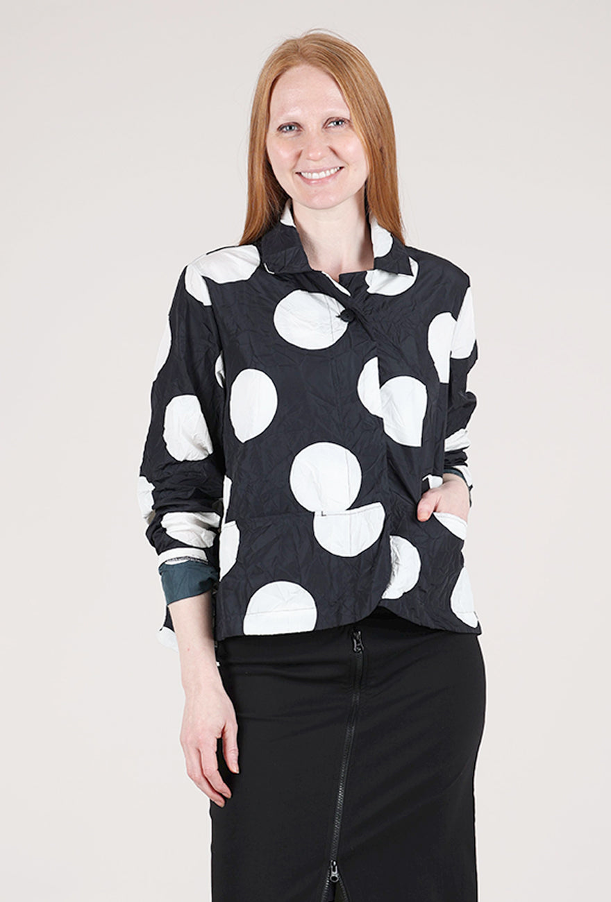 Pluslavie Crinkle Homey Jacket, Black/White Dots 