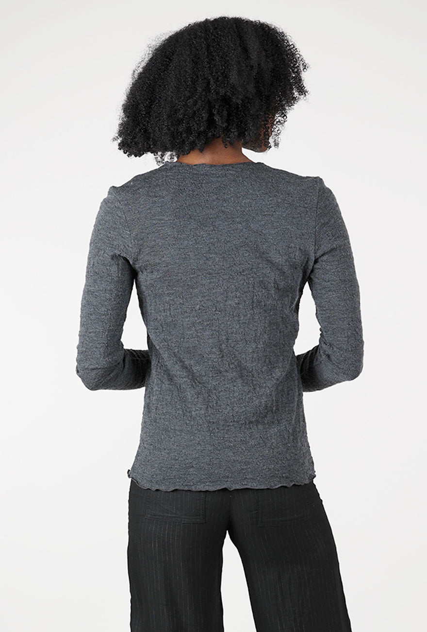 By Basics Bubble Wool Round-Neck Pullover , Anthracite 