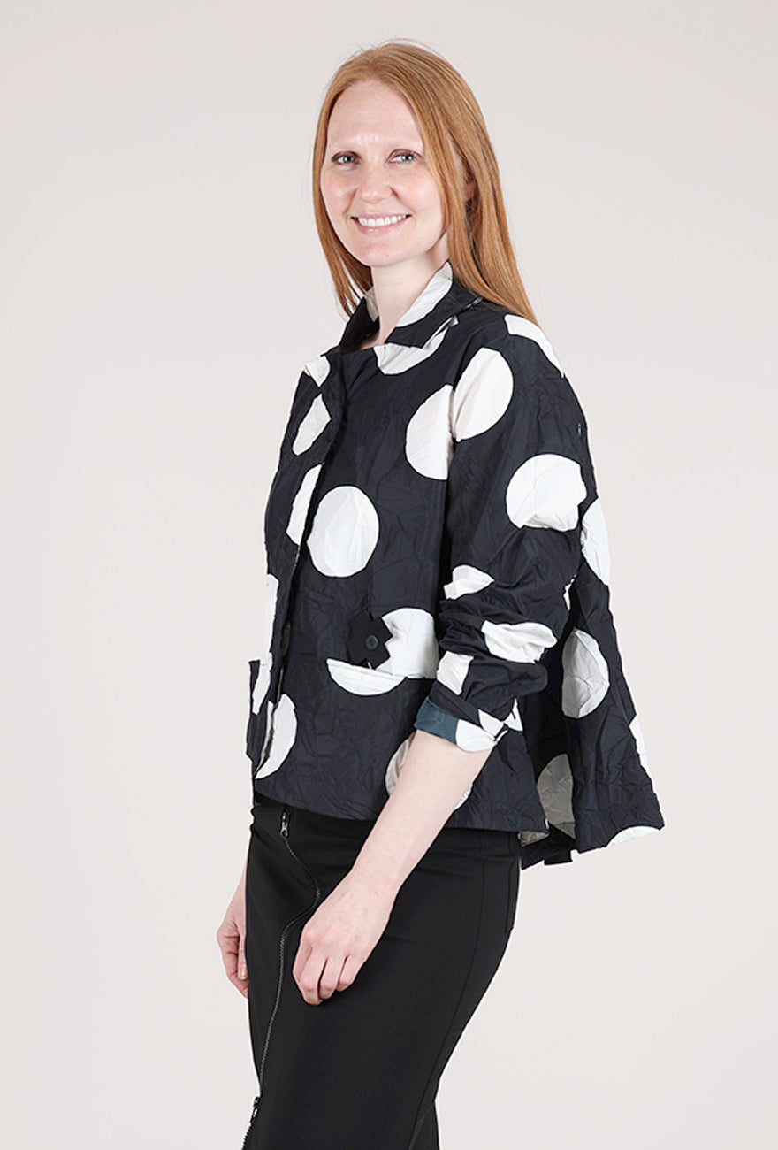 Pluslavie Crinkle Homey Jacket, Black/White Dots 