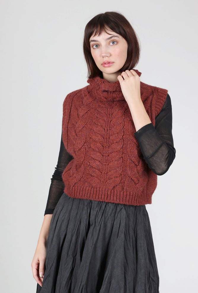 Studio B3 Morfeo Cable-Knit Vest, Terracotta 