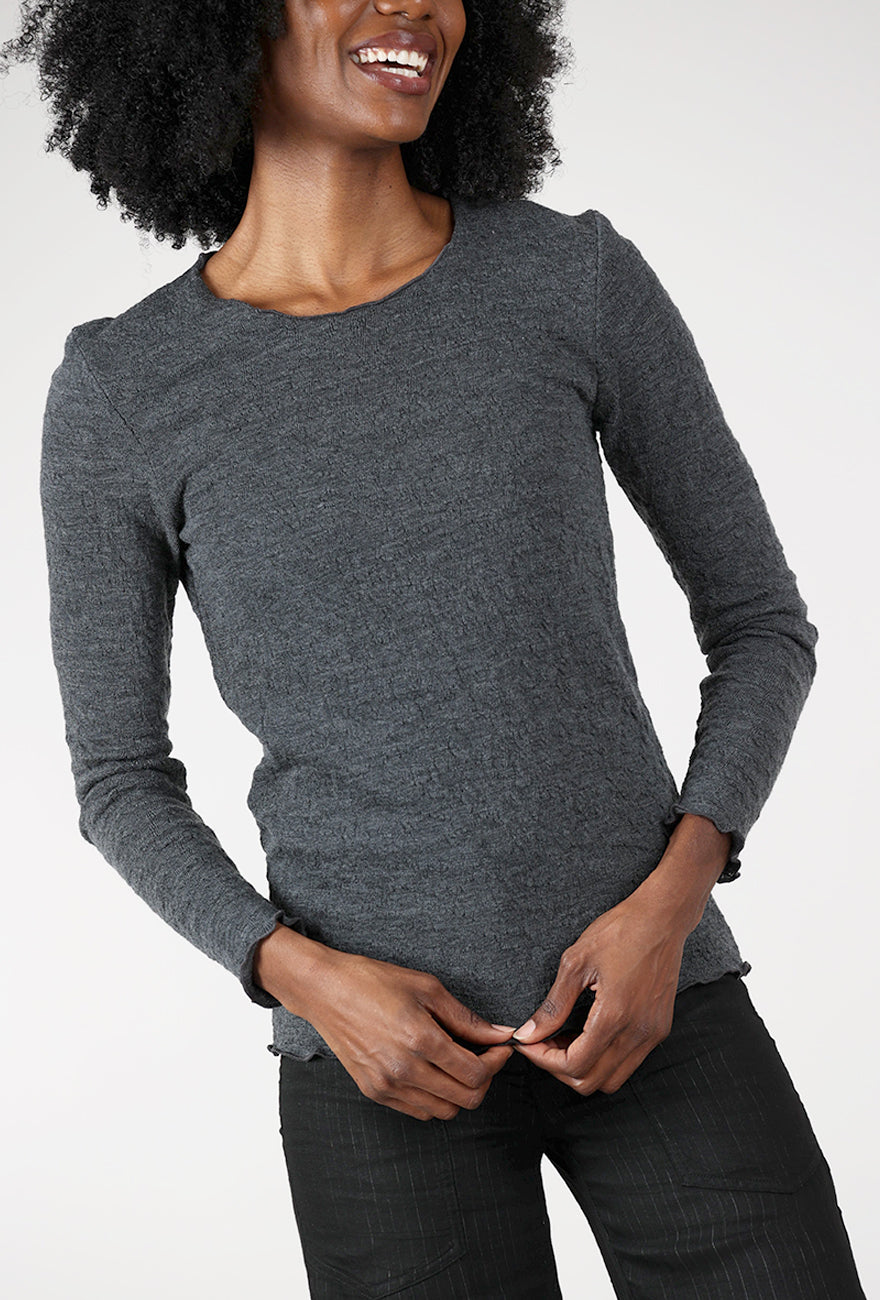 By Basics Bubble Wool Round-Neck Pullover , Anthracite 