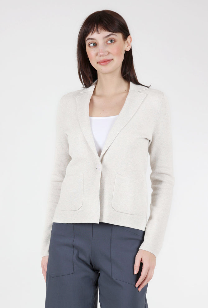 Kinross Cashmere Notch-Collar Cardie, Champagne 