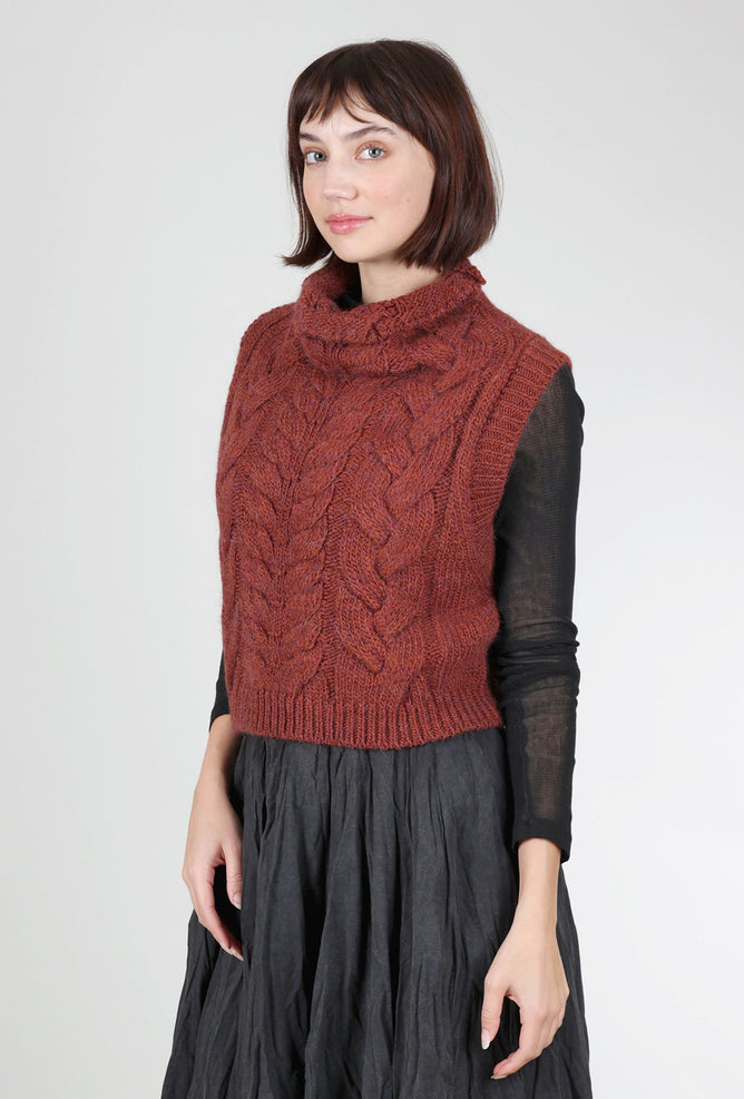 Studio B3 Morfeo Cable-Knit Vest, Terracotta 