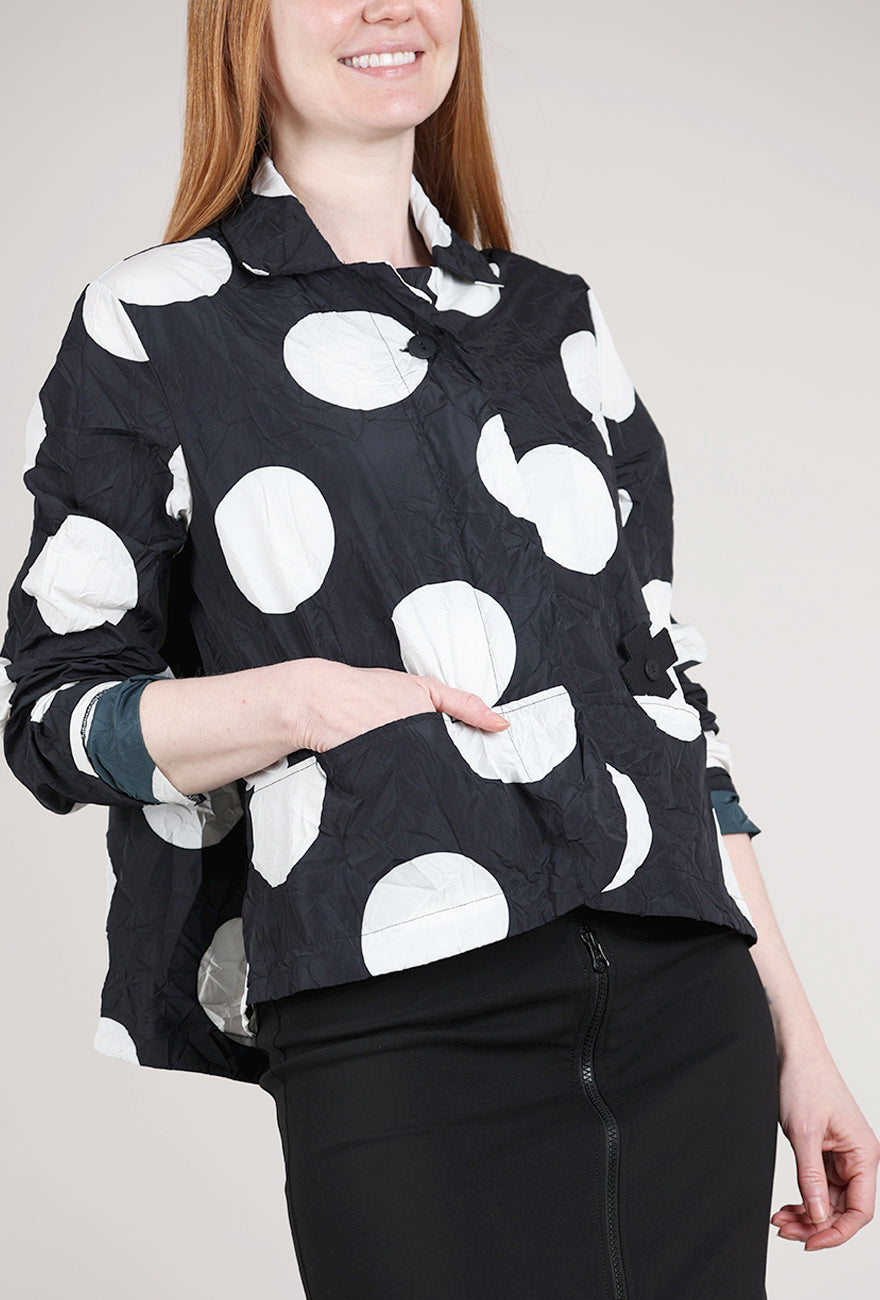 Pluslavie Crinkle Homey Jacket, Black/White Dots 