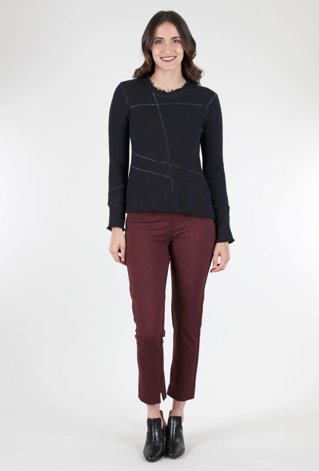 Equestrian Ponte Knit Zani Pant, Bordeaux 