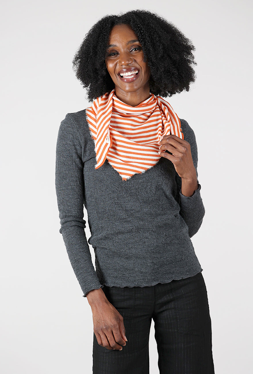 By Basics Merino Stripe Kerchief, Raw White/Orange 