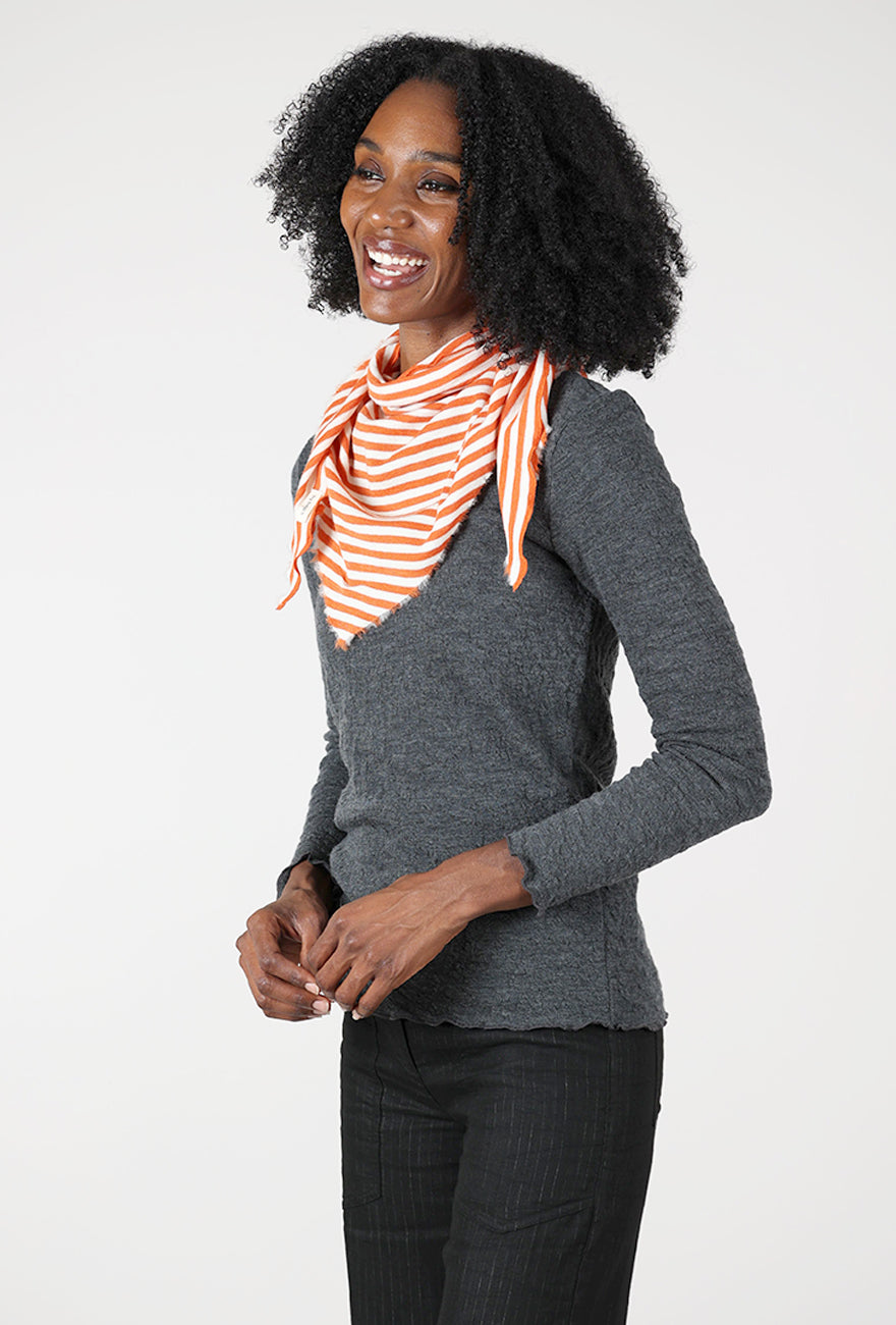 By Basics Merino Stripe Kerchief, Raw White/Orange 