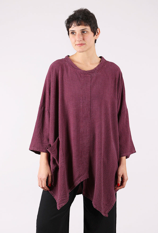 Cut Loose Mini Check Cowl Top, Rhubarb 