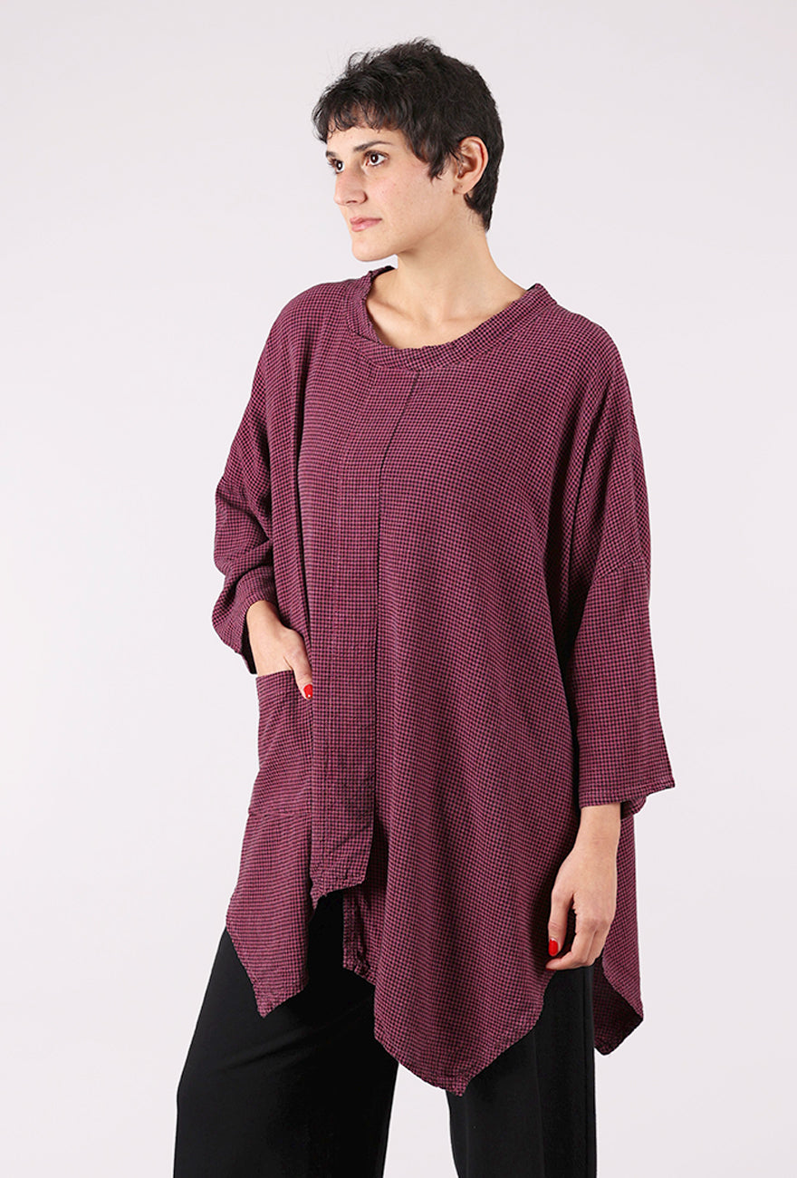 Cut Loose Mini Check Cowl Top, Rhubarb 