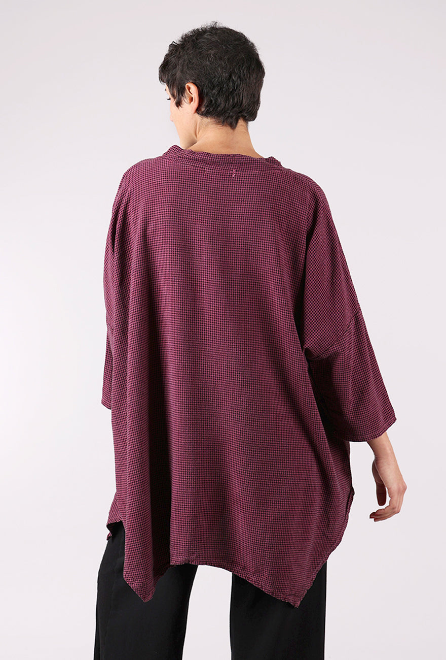 Cut Loose Mini Check Cowl Top, Rhubarb 