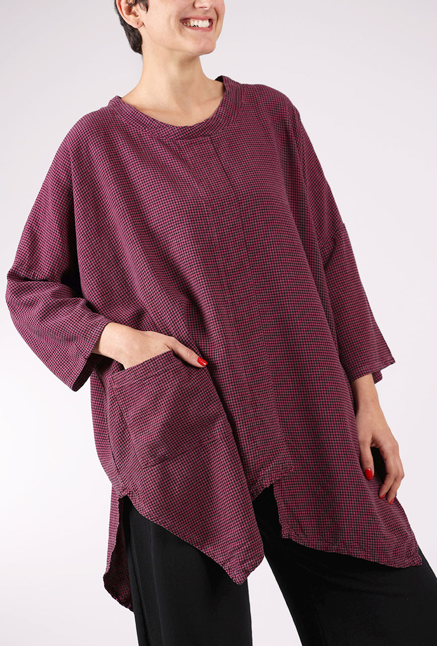 Cut Loose Mini Check Cowl Top, Rhubarb 
