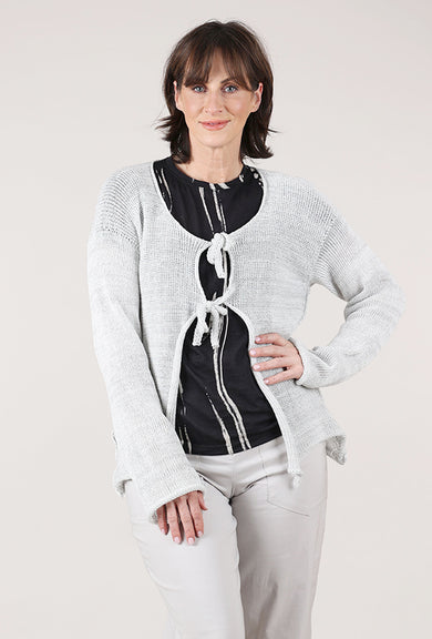 Paper Temples Gully Tie-Front Cardie, White Marled 