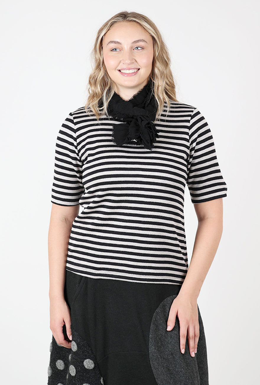 Tattered Wool Flounce Scarf, Black