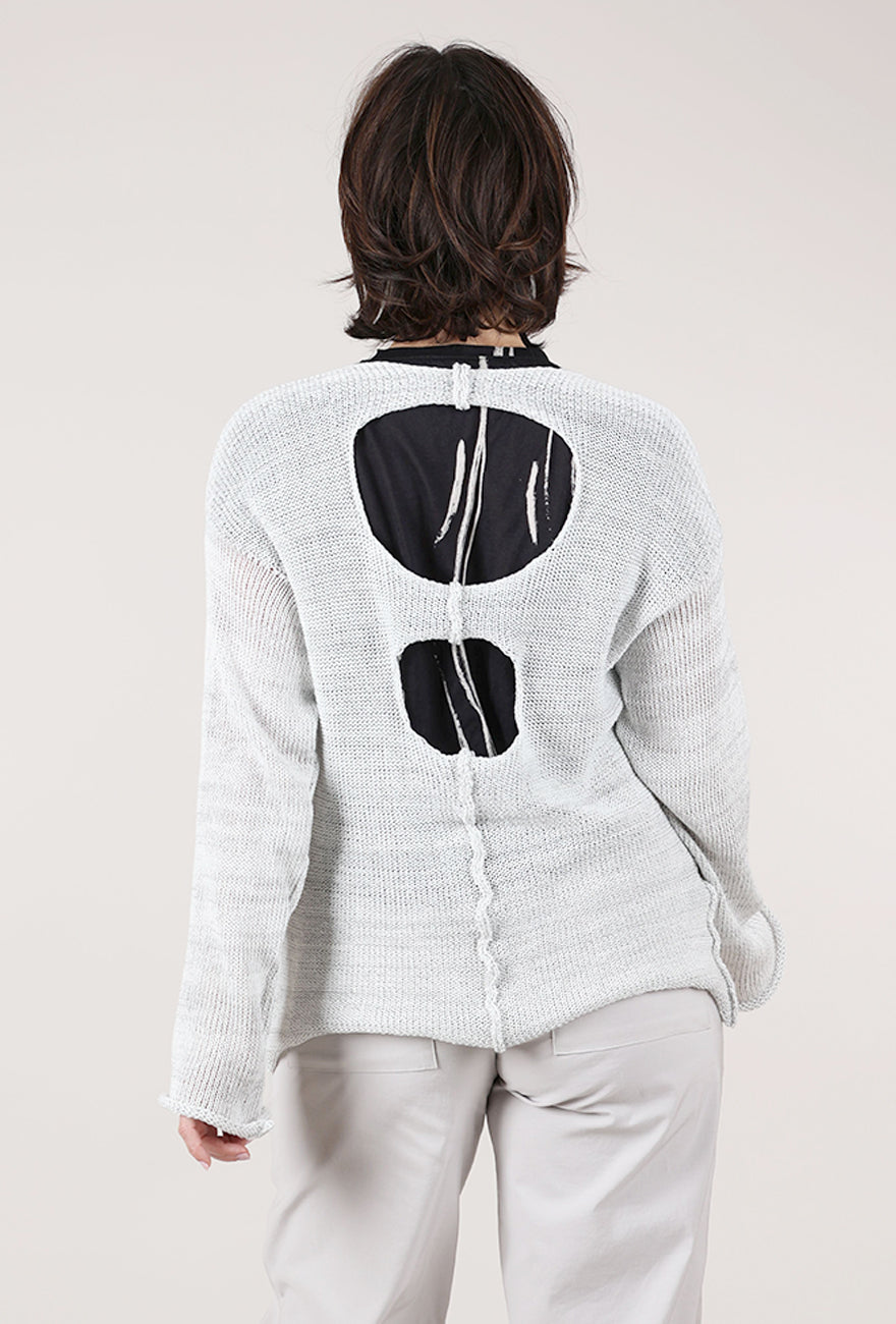 Paper Temples Gully Tie-Front Cardie, White Marled 