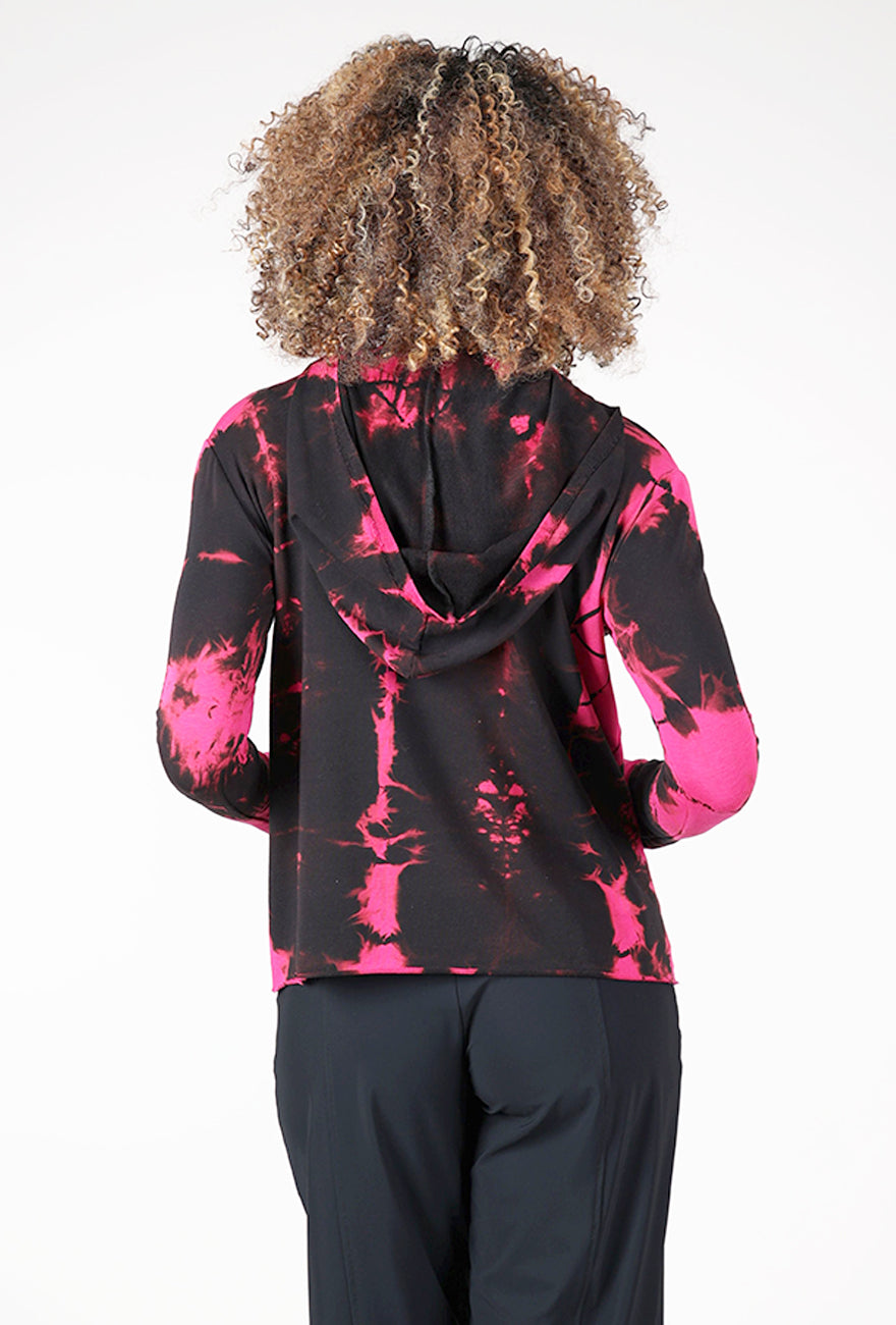 Dream Knit Hoodie, Magenta/Black Angle 3