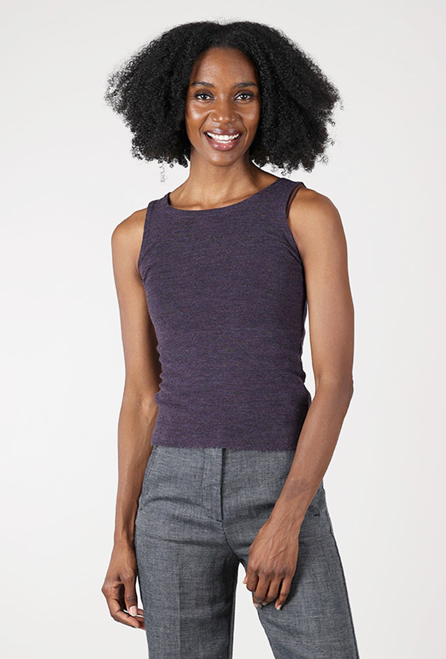 By Basics Wool Layer Tank, Plum Melange 