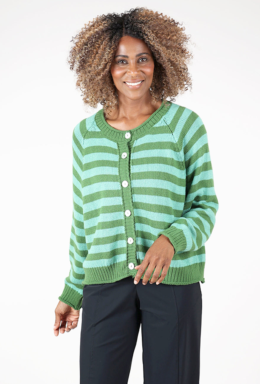 Beatrice Stripe Cardie, Green