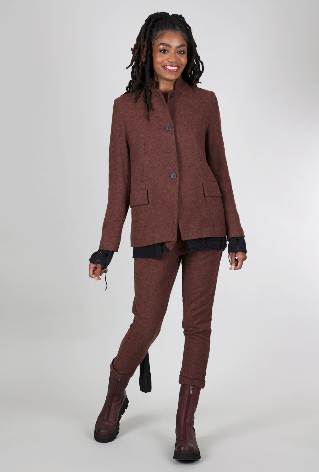 Studio B3 Smith Flannel Jacket, Dark Terracotta 