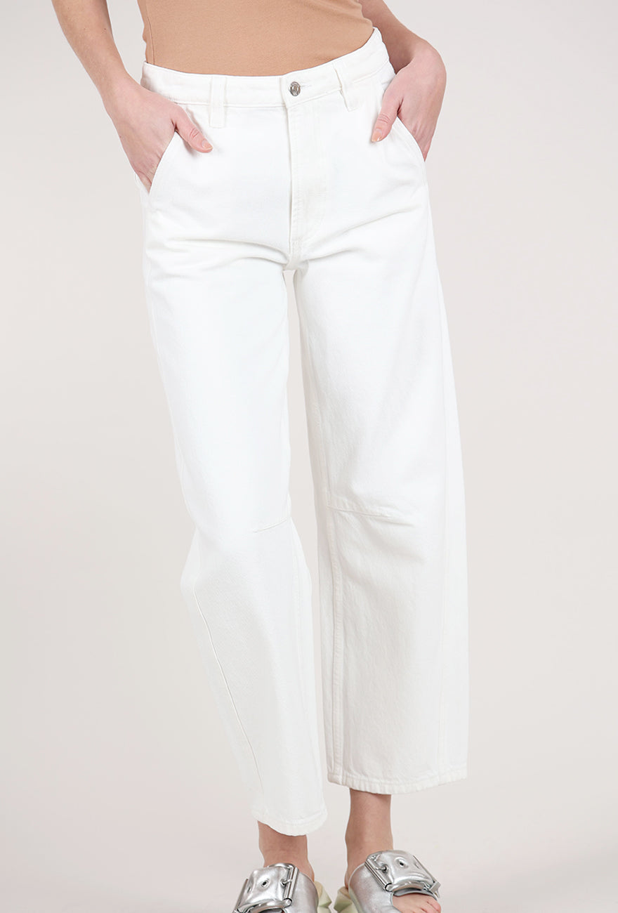 Pistola Beau Seamed Crescent Leg, Paper White 