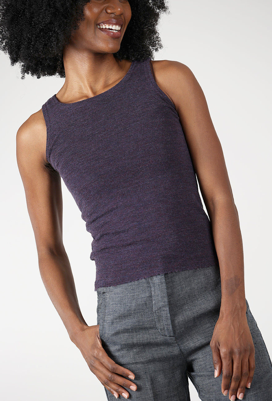 By Basics Wool Layer Tank, Plum Melange 