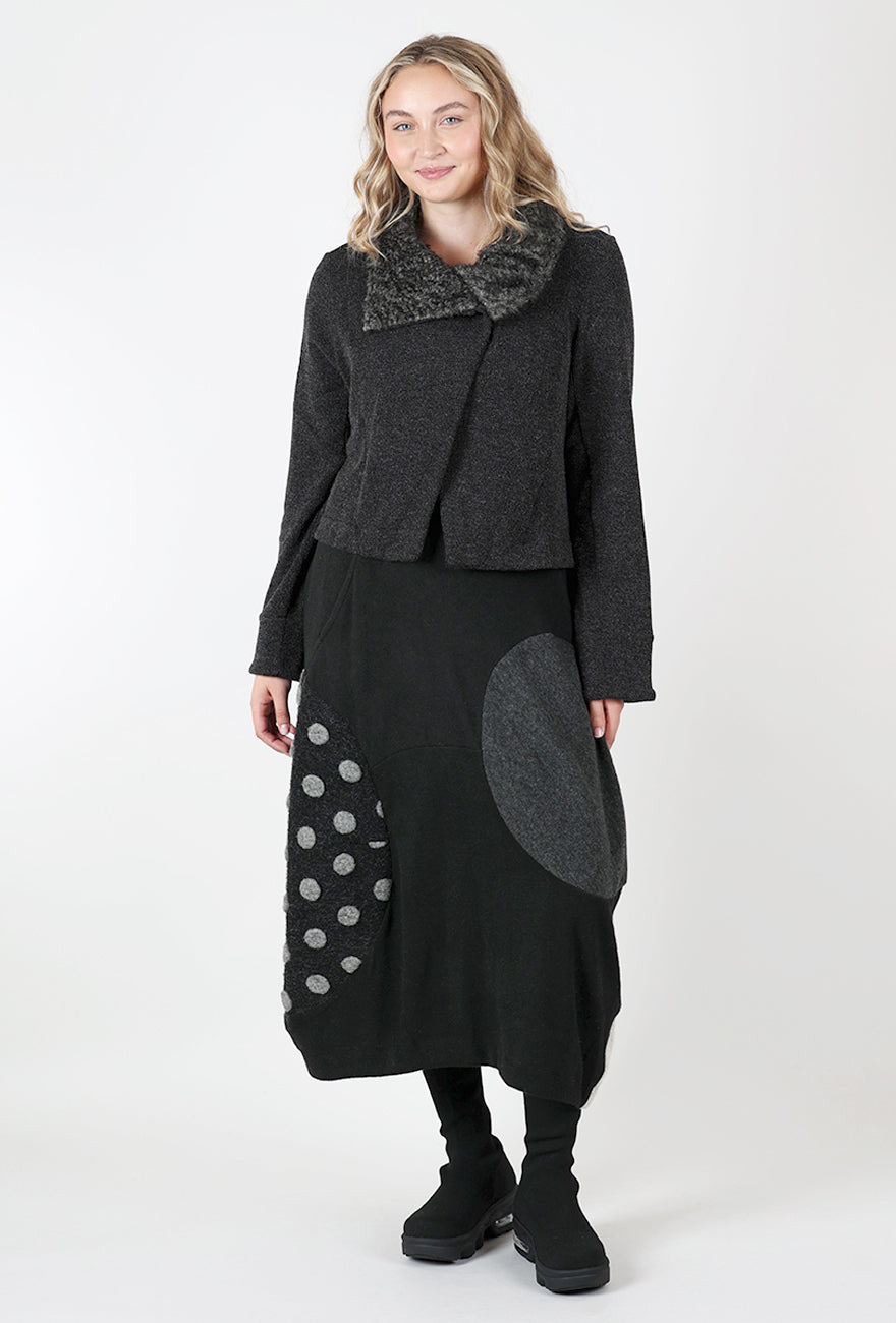 Fuzzy Collar Crop Jacket, Basalt