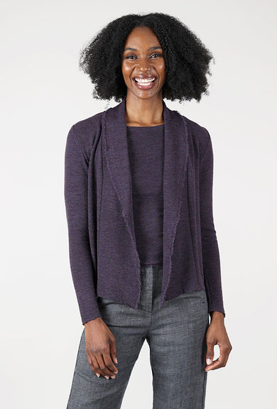 By Basics Merino Short Cardie, Plum Melange 