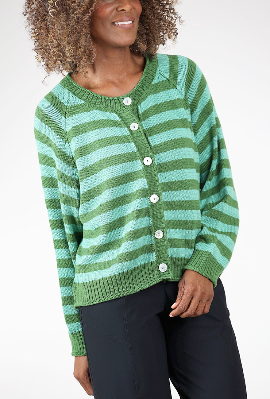 Beatrice Stripe Cardie, Green