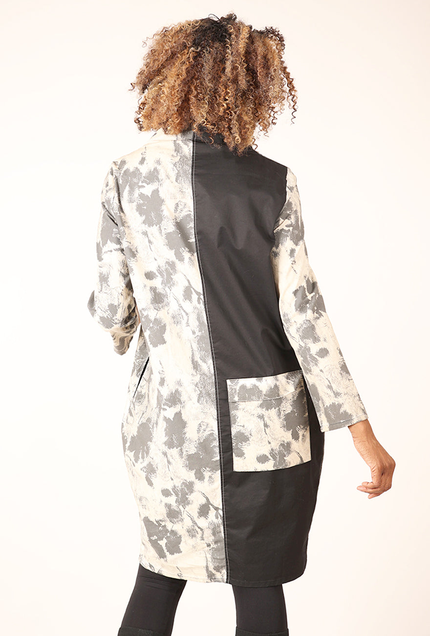 Kedziorek Abstract Cinch-Bodice Dress, Ecru/Gray 