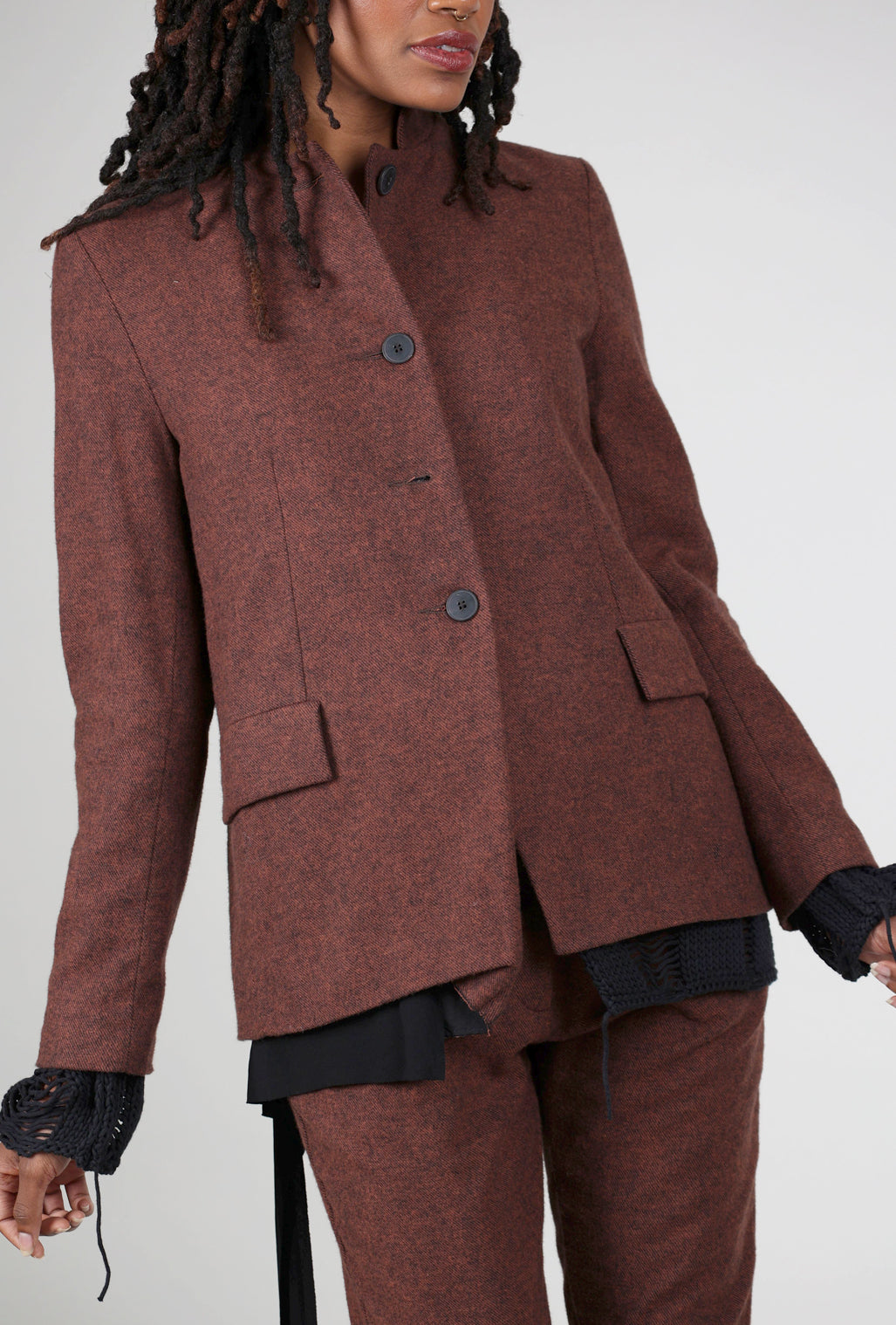 Studio B3 Smith Flannel Jacket, Dark Terracotta 