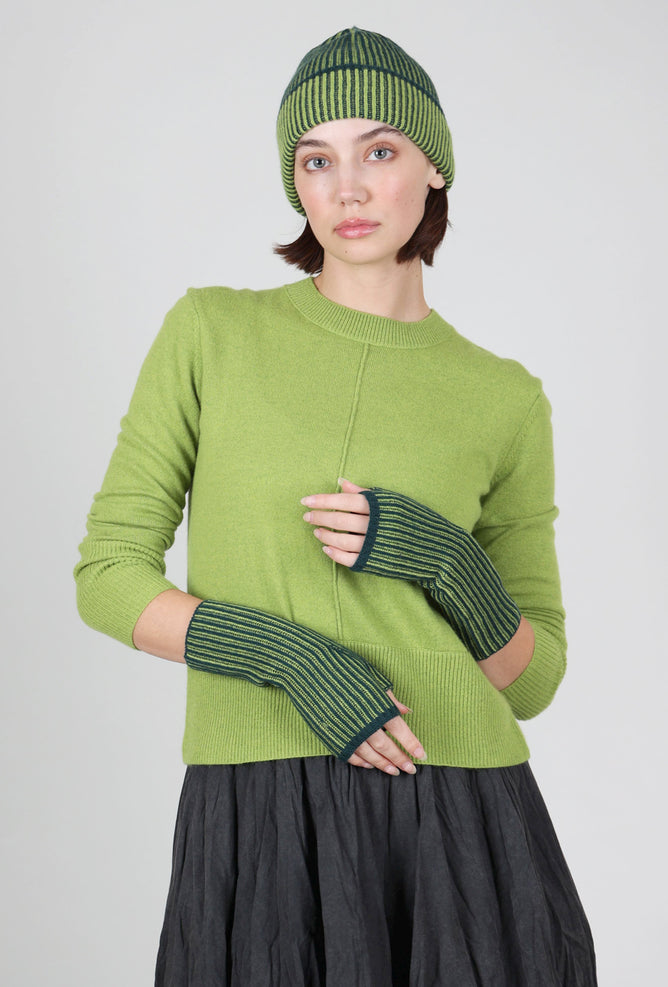 Kinross Cashmere Plaited Rib Cashmere Texting Gloves, Cyprus/Moss One Size Cypress