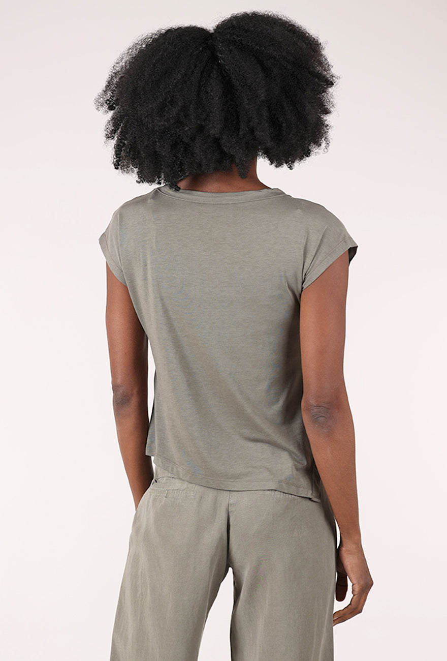 Graphic Cap Sleeve Tee, Khaki