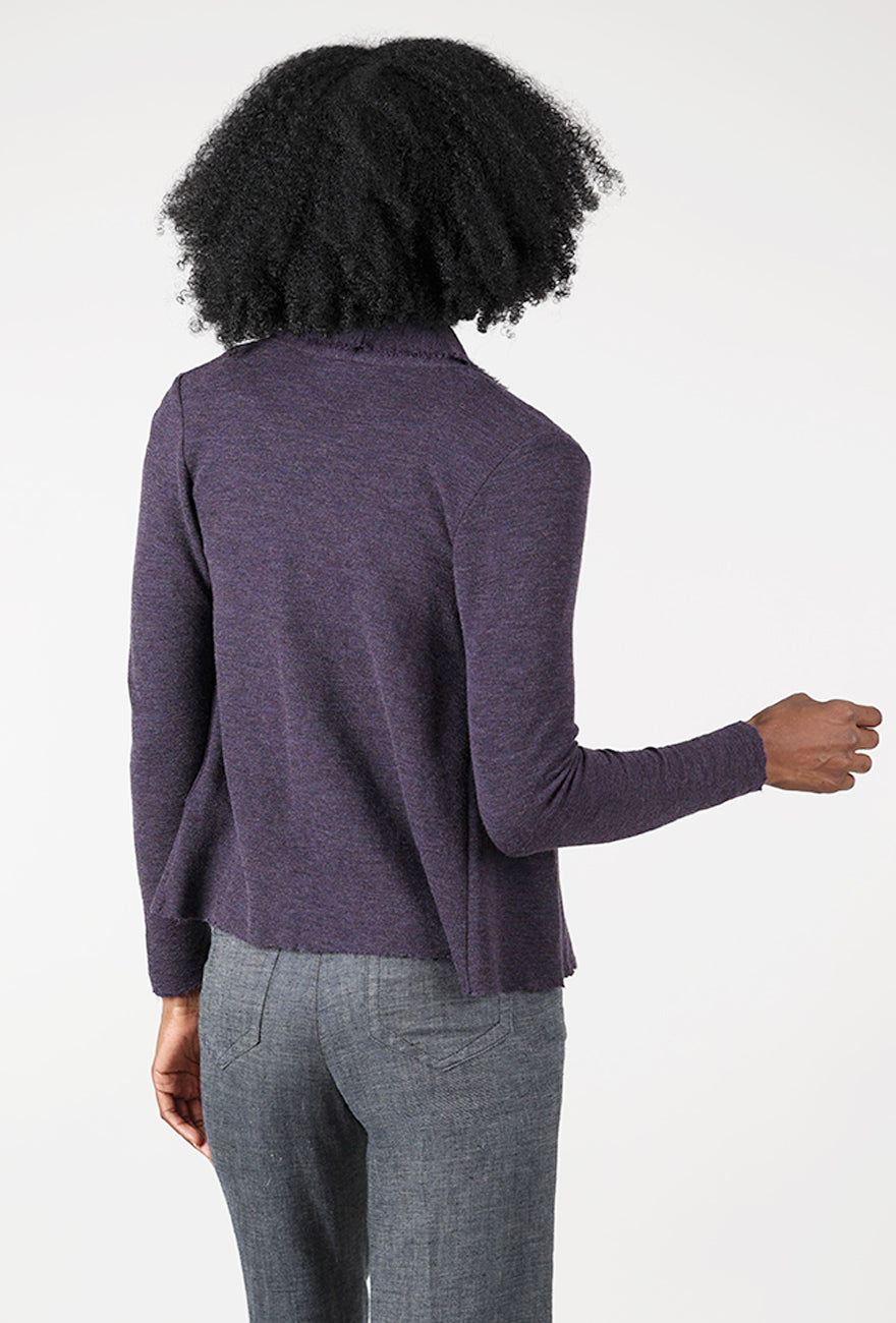 By Basics Merino Short Cardie, Plum Melange 