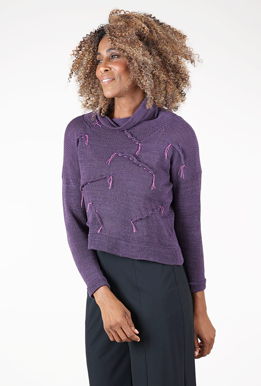 Taylor Tucks Sweater, Purple/Magenta Angle 2