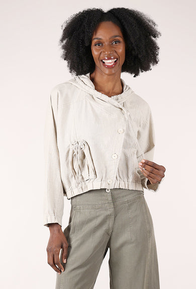 Cropped Cotton-Linen Hoodie, Natural
