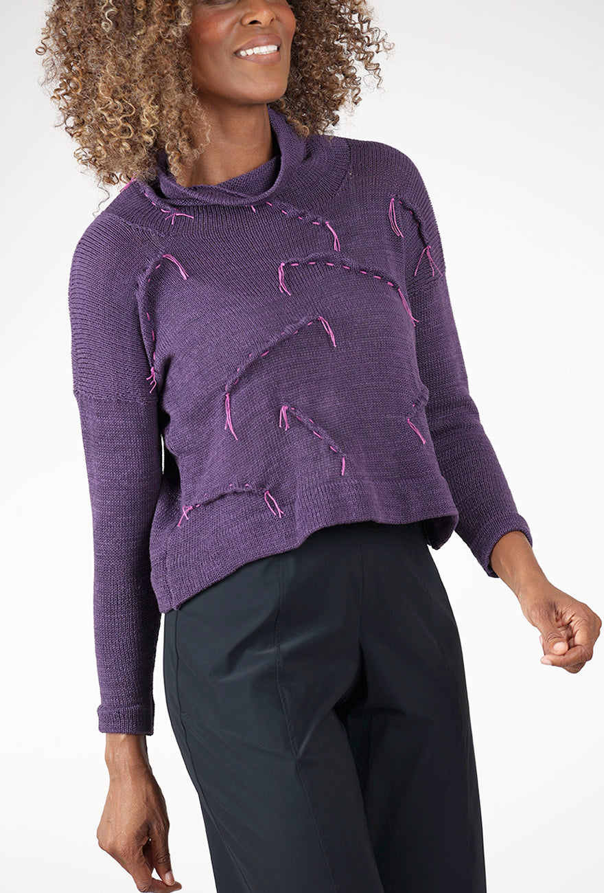 Taylor Tucks Sweater, Purple/Magenta