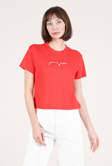 Favorite Daughter The Cropped Signature Tee, Rouge Red 