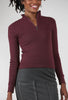 Lilla P Zip-Front Mock Neck Top, Wine 