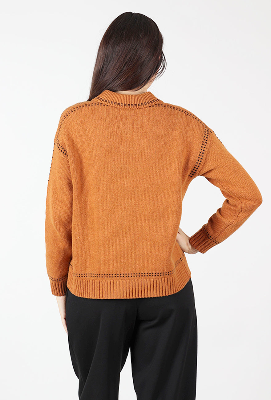 Tailored Accent Stitch Cardie, Caramel Angle 3