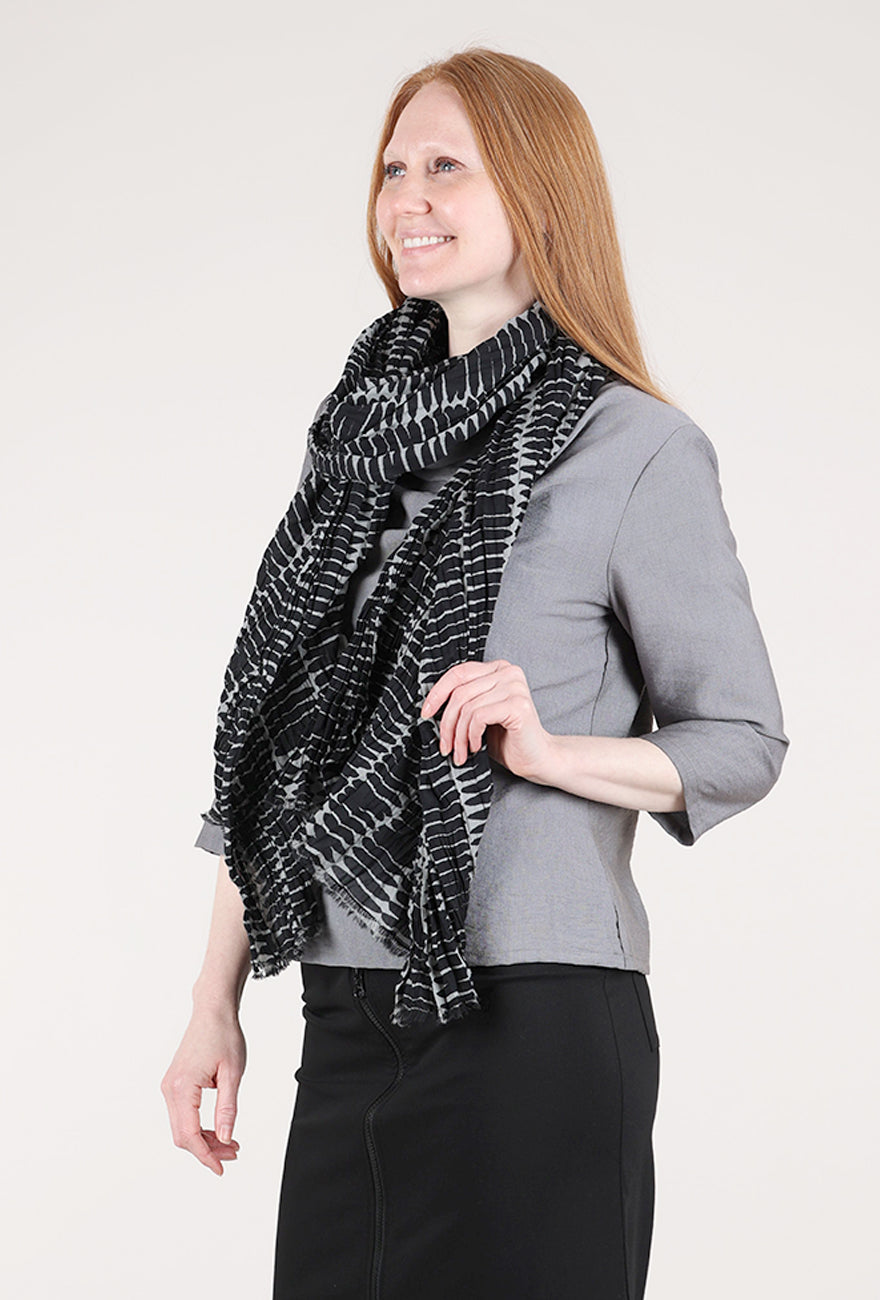 See Design Basket Print Scarf, Black/Gray 
