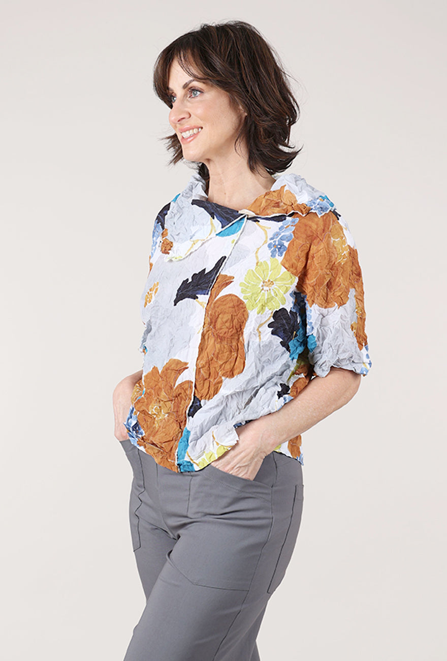 Olivia by Habitat Crimped Crepe Floral Pack It Pullover, Cinnamon 