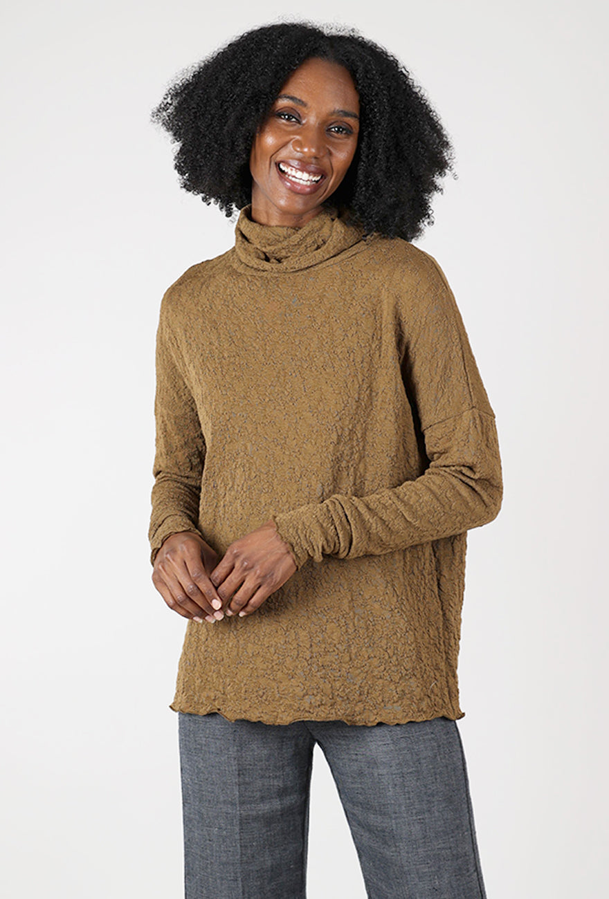 By Basics Bubble Wool Wide Rollneck, Bronze 