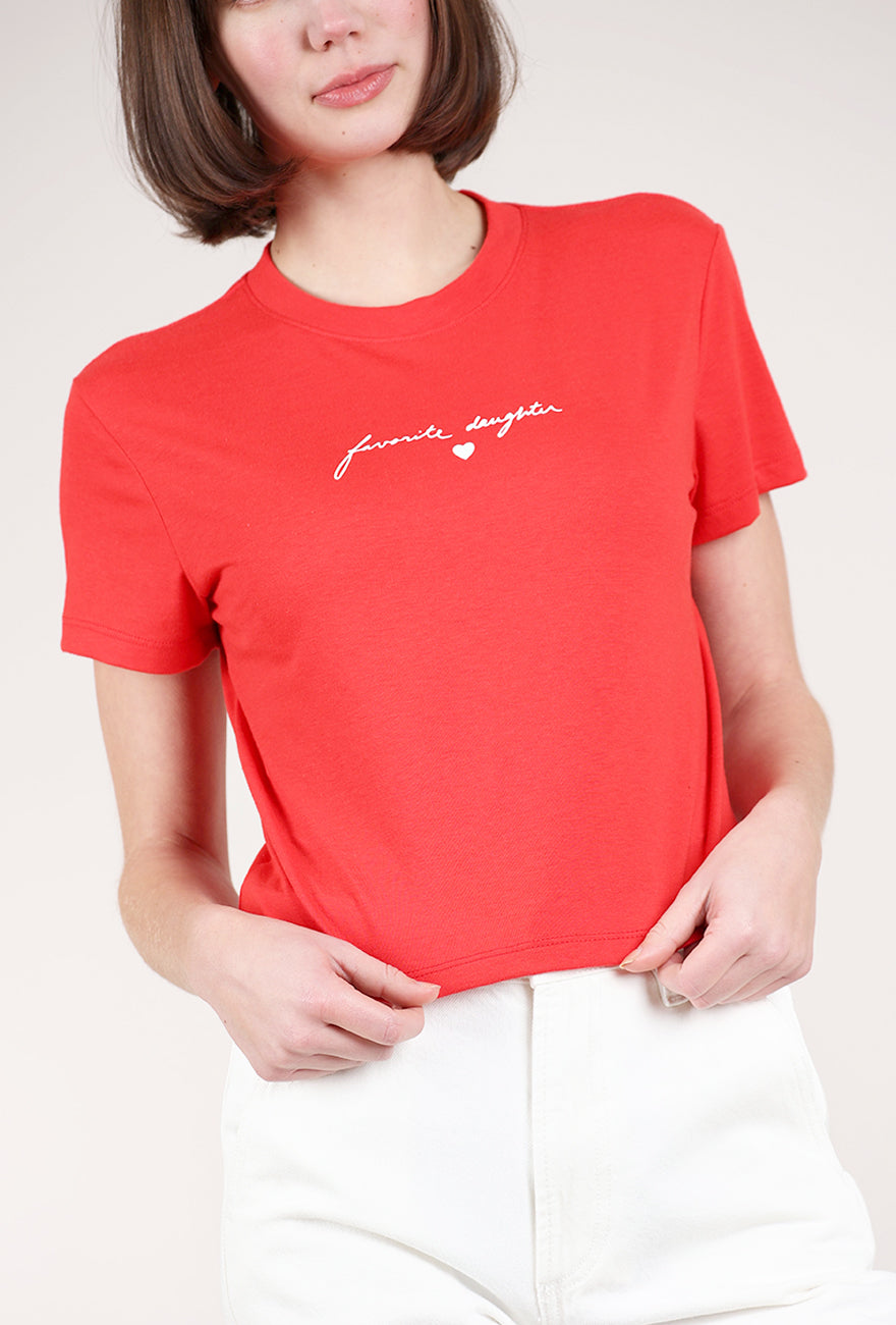 Favorite Daughter The Cropped Signature Tee, Rouge Red 
